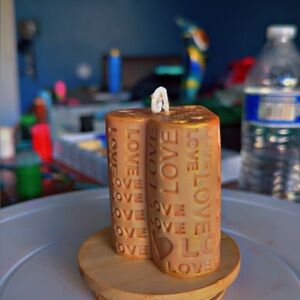 Love Embossed Brown Candle